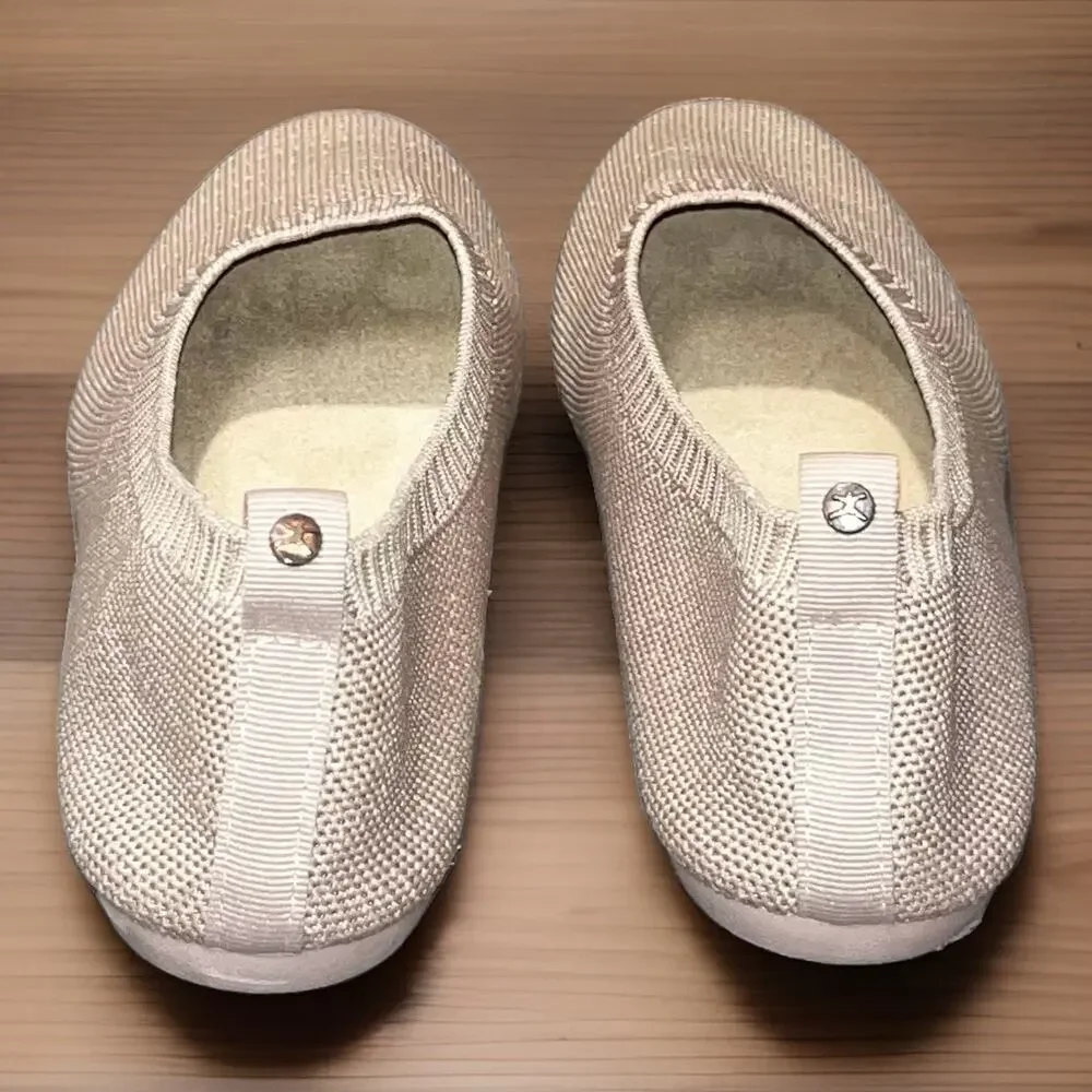 Danskin Luxe Knit Ballet Flats Light Tan Comfy Lightweight Size 6
